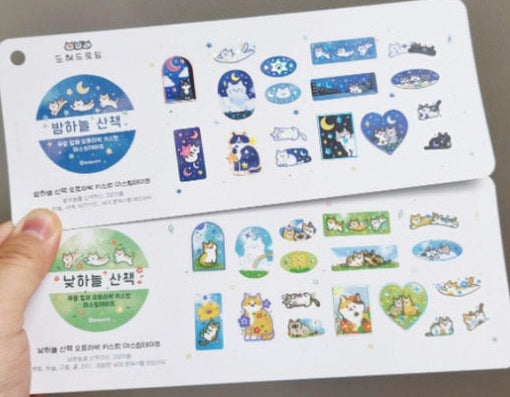 韓國 Doehye Drawing 貓咪四部曲卷裝貼紙 :第一部曲 - 夜遊貓咪歷險