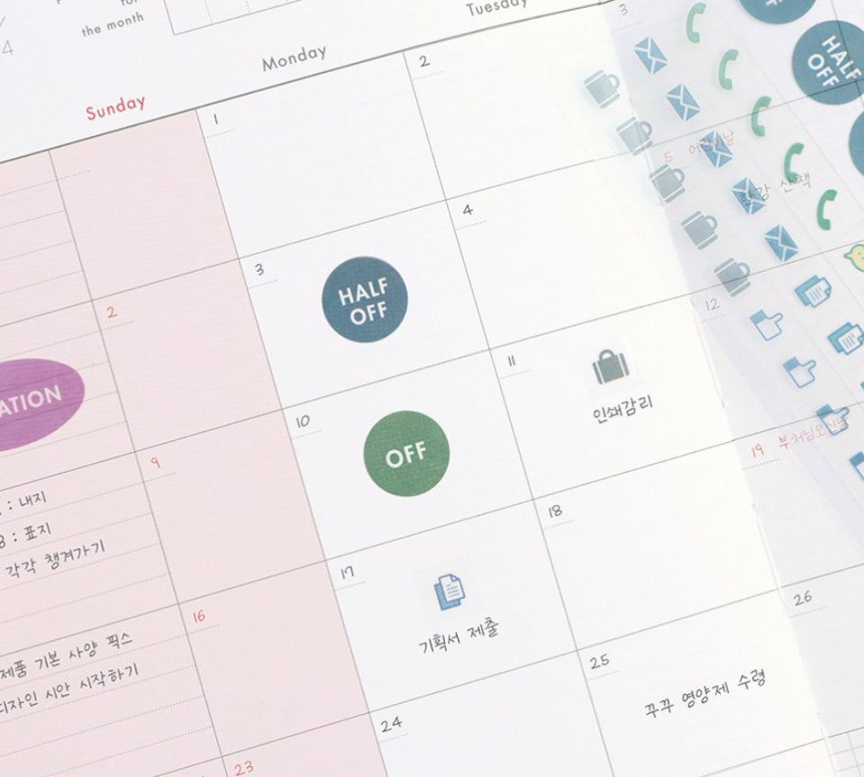 韓國Iconic Office Planner 月周計劃無時效Schedule