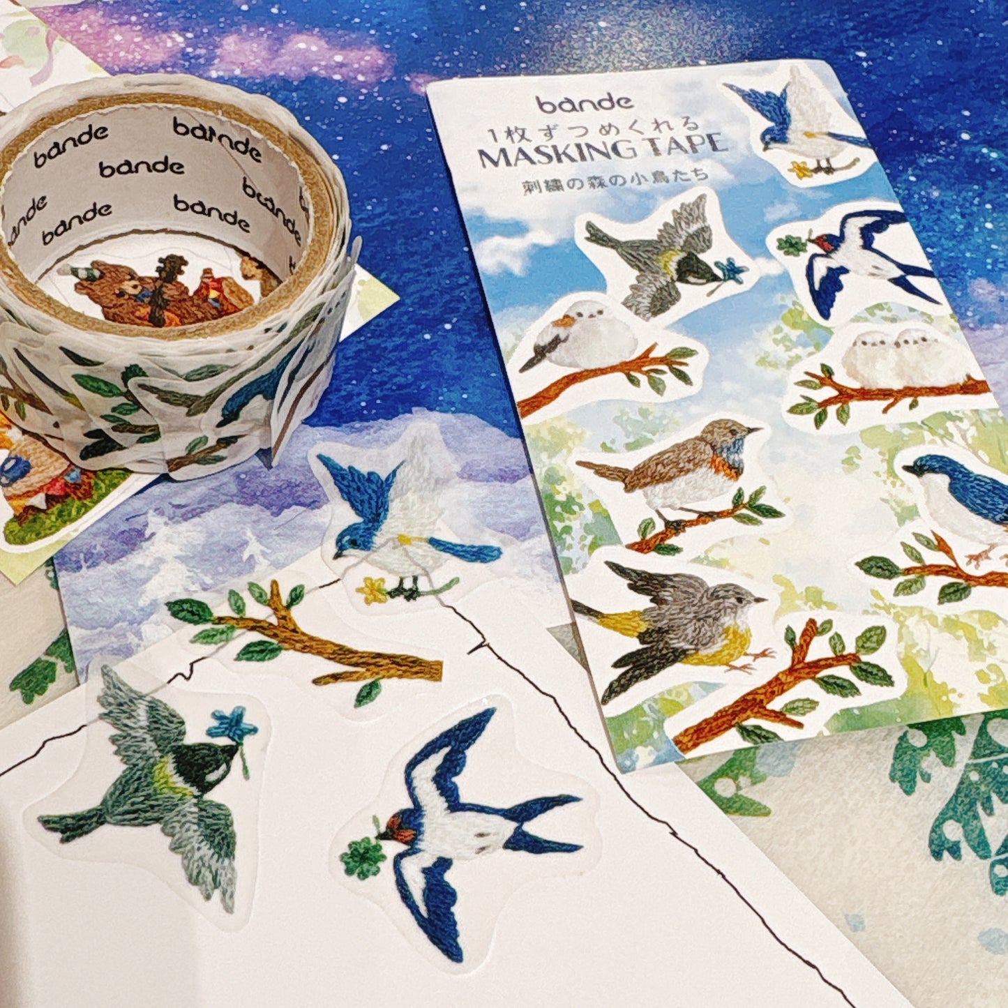 日本bande 粒粒和紙貼紙 (仿刺繡)- 森林裡的小鳥