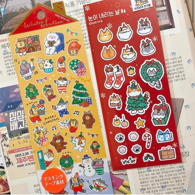 聖誕雪祭貼紙巡禮⛄️ -Doehye Drawing 貼紙 -貓咪伴我的聖誕節