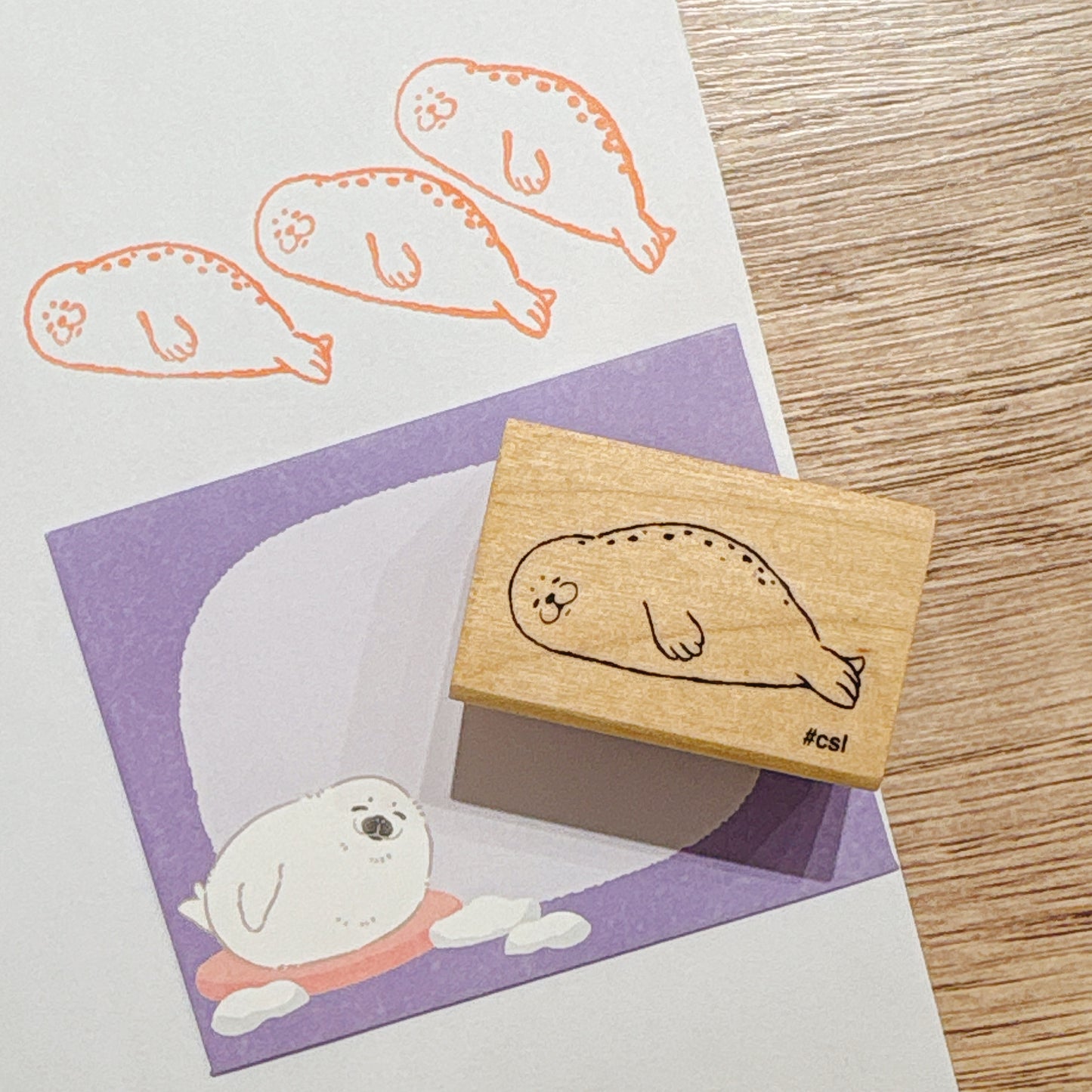 日本 I love Stamp 木製印章 - 平躺小海獅