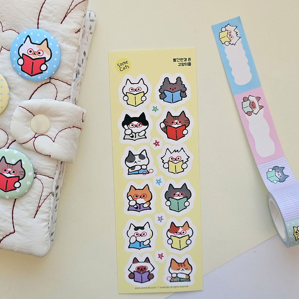 韓國插畫家썸켓츠 貼紙系列 - 閱讀貓咪