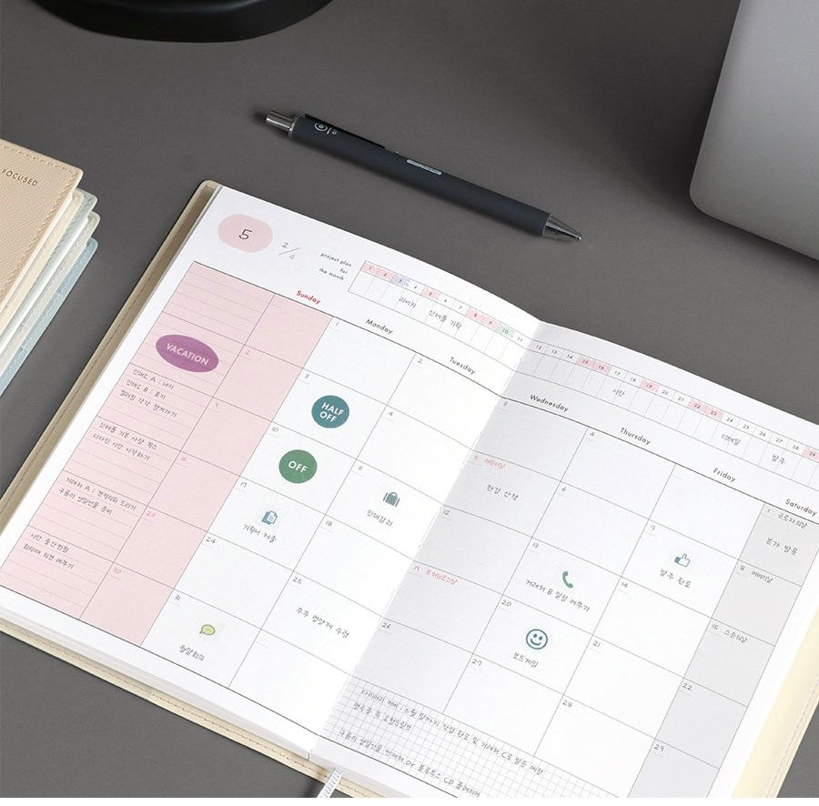 韓國Iconic Office Planner 月周計劃無時效Schedule