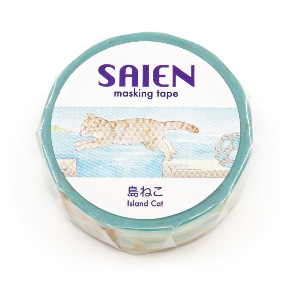 日本Saien 和紙 7 米長紙膠帶 - 貓之島