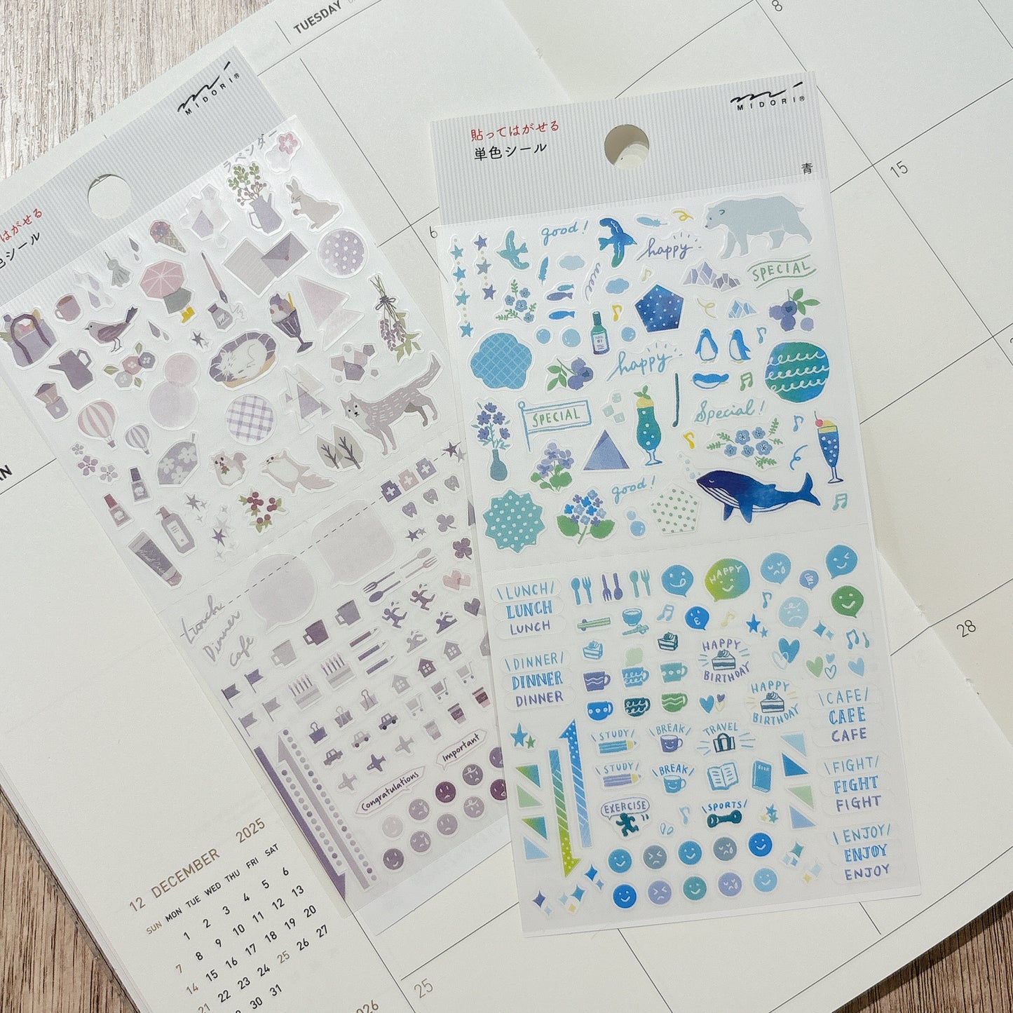 日本 Pure Hue Daily Seal 手帳純色貼紙 - 紫色色系