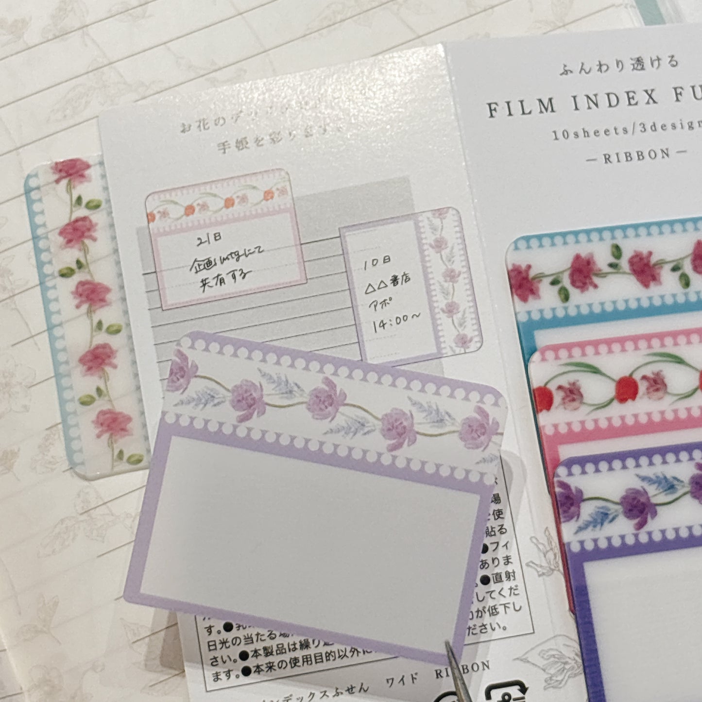 日本Isshoni x 日比谷花壇 加厚半透明可書寫Index便條貼 (有黏貼力 | Fusen floral 系)