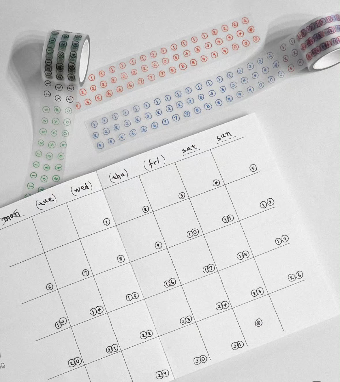 韓國原創Glen 「記錄我的生活系列」卷裝貼紙 - 數字和英文字母 (預購貨品,下單後14天出貨)