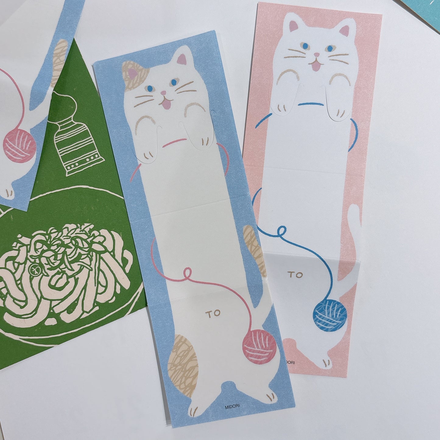 日本長條貓咪拉長心意卡紙 (一套18 入)