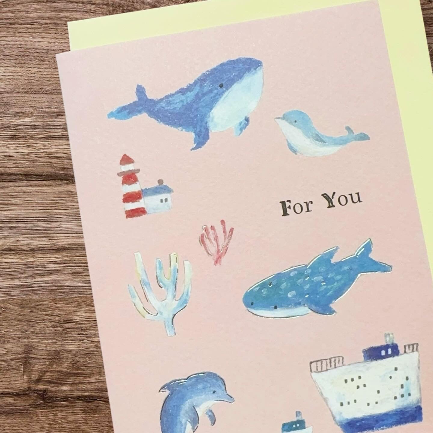台灣藍色鯨魚水彩風系列心意卡 - For You