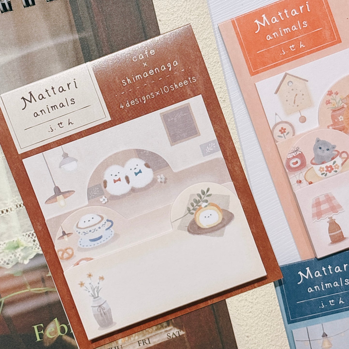 日本可愛動物小店主題便條貼 (一本4 種尺寸‼️)- 雪鳥的咖啡甜點店