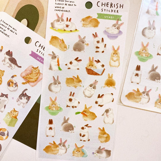 日本Cherish Pet Pet 系列貼紙 — 兔兔