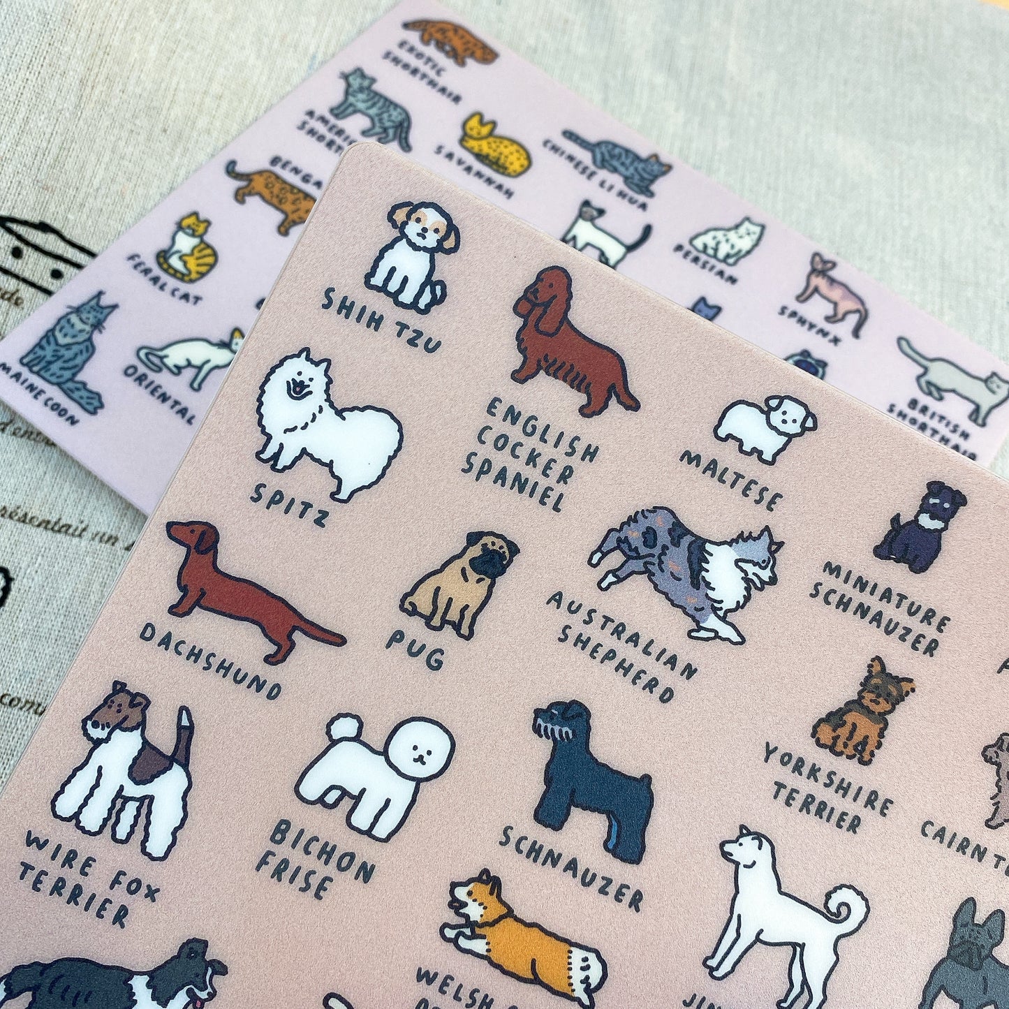 世界圖鑑系列 : 貓咪家族 / 小狗家族滑鼠墊