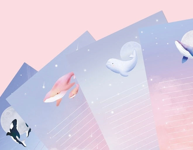 韓國雲彩鯨魚信紙套裝 - 4 款選擇