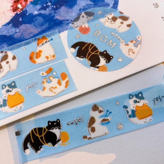 BGM 和紙熨金紙膠帶 - 貓貓玩冷球