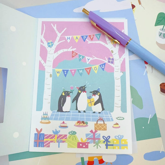 「我想跟你說心意卡」系列 - 企鵝們祝你生日快樂（卡內有卡）