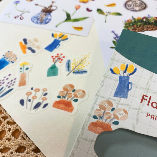 Papier Platz Flake Stickers 和紙貼紙包 - 春日花卉
