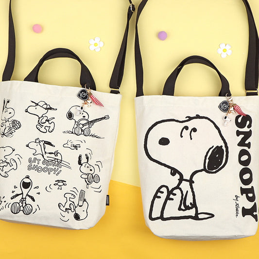 My Snoopy World 大頭Snoopy 側孭手挽兩用帆布袋- 2色選擇 (預購貨品）