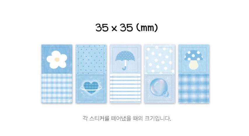 韓國Monolike 藍色系拼貼素材包 Blue Sherbet Label Stickers Pack *可書寫* [預購貨品，下單後14天出貨]