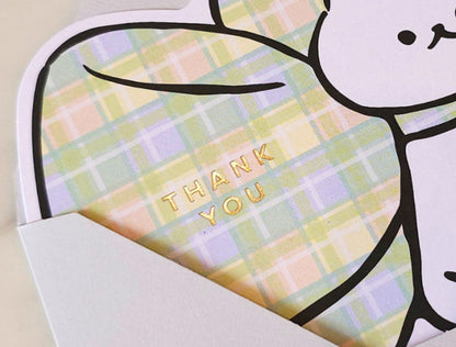 韓國插畫家썸켓츠 心意卡系列 - 格仔蝴蝶結🎀的貓咪 - Thank You
