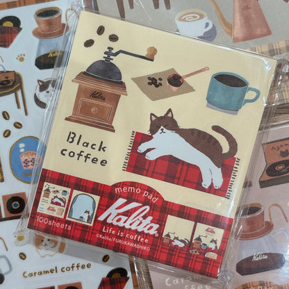 日本Kalita 貓咪的咖啡館系列便條磚100 頁 - Black Coffee