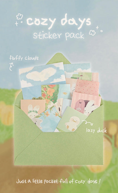 韓國Monolike 溫柔小動物拼貼素材包 Cozy Days Label Stickers Pack *可書寫* [預購貨品，下單後14天出貨]