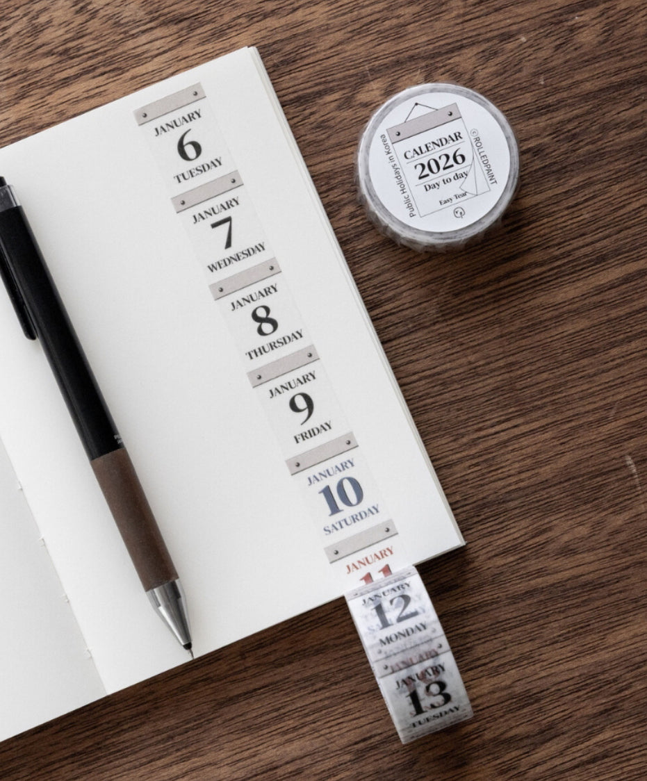 韓國原創 glen 2026 年365天迷你月曆和紙卷裝貼紙 [預購貨品，下單後一星期出貨]