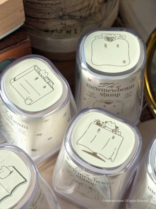 韓Mewmewbeam 復古懷舊自帶墨水印章- 某月某日可書寫系列* [預購貨品，下單後14天出貨]