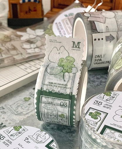 韓國Mewmewbeam 四葉草郵票造型貼紙 - 5米裝 *[預購貨品，下單後14天出貨]