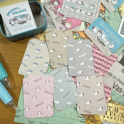 日本 Snoopy & Family 小鐵盒貼紙Set- 內有：36張貼紙
