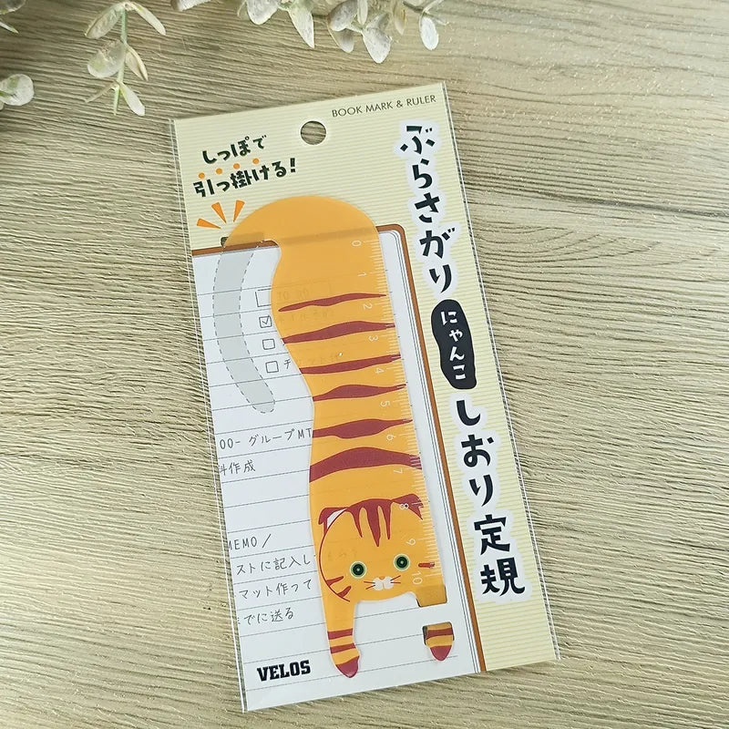 日本 Velos 懸掛黃貓書籤尺- 不會騷擾你閱讀的黃貓 (刻度10cm)