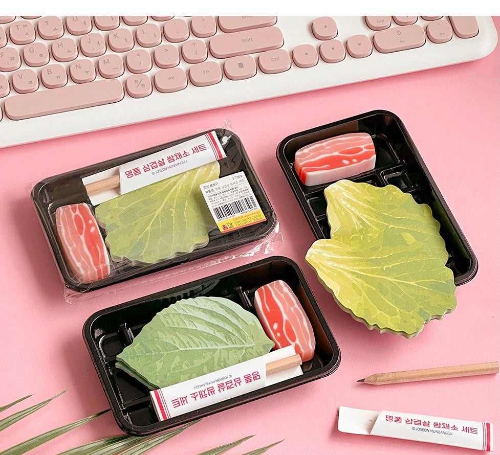 韓國「名品」一人火鍋 套裝 「擦膠，便條貼，鉛筆」