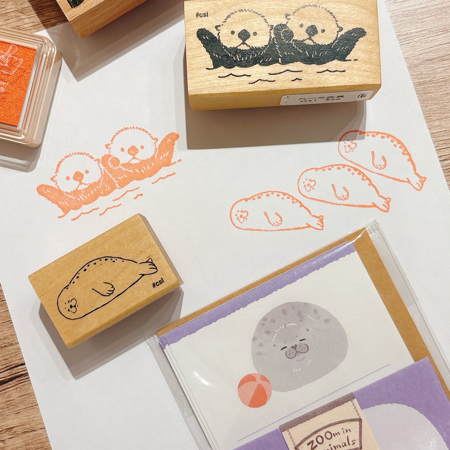 日本 I love Stamp 木製印章 - 平躺小海獅