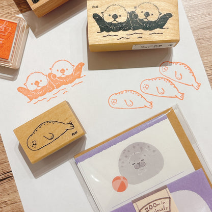 日本 I love Stamp 木製印章 - 平躺小海獅