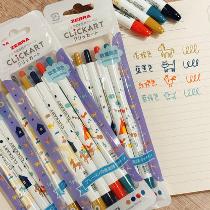 日本Zebra Clickart 按壓式 marker筆 ：童話色彩 -  動物音樂會