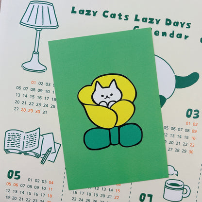 韓國插畫師썸캣츠可愛貓咪 Message Card - 黃花中的小貓