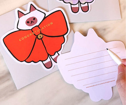 韓國插畫家썸켓츠心意卡系列 - 大蝴蝶結🎀的貓咪 - Congratulation