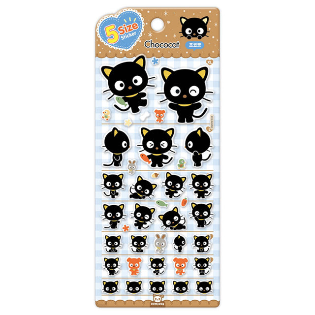 Sanrio Characters Five Size 貼紙 - Charcoal Cat [預購貨品］