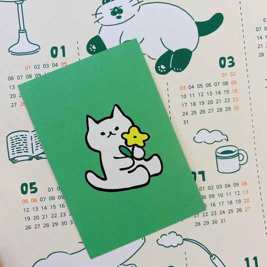 韓國插畫師썸캣츠可愛貓咪 Message Card - 送你一枝花
