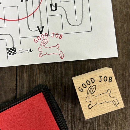 日本 I Love Stamp 木製印章 - 兔兔說Good Job 🐰