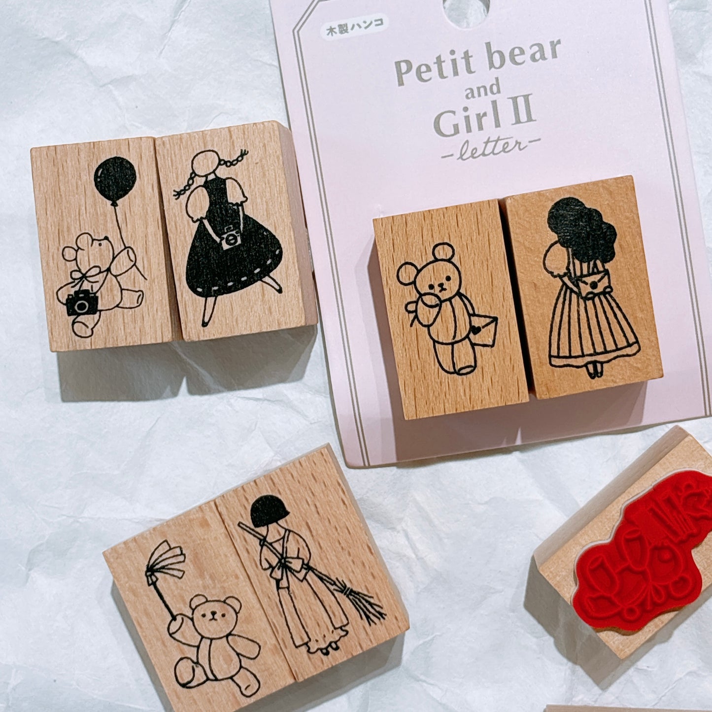 日本 I Love Stamp 木製印章 - Petit Bear and Girl 系列