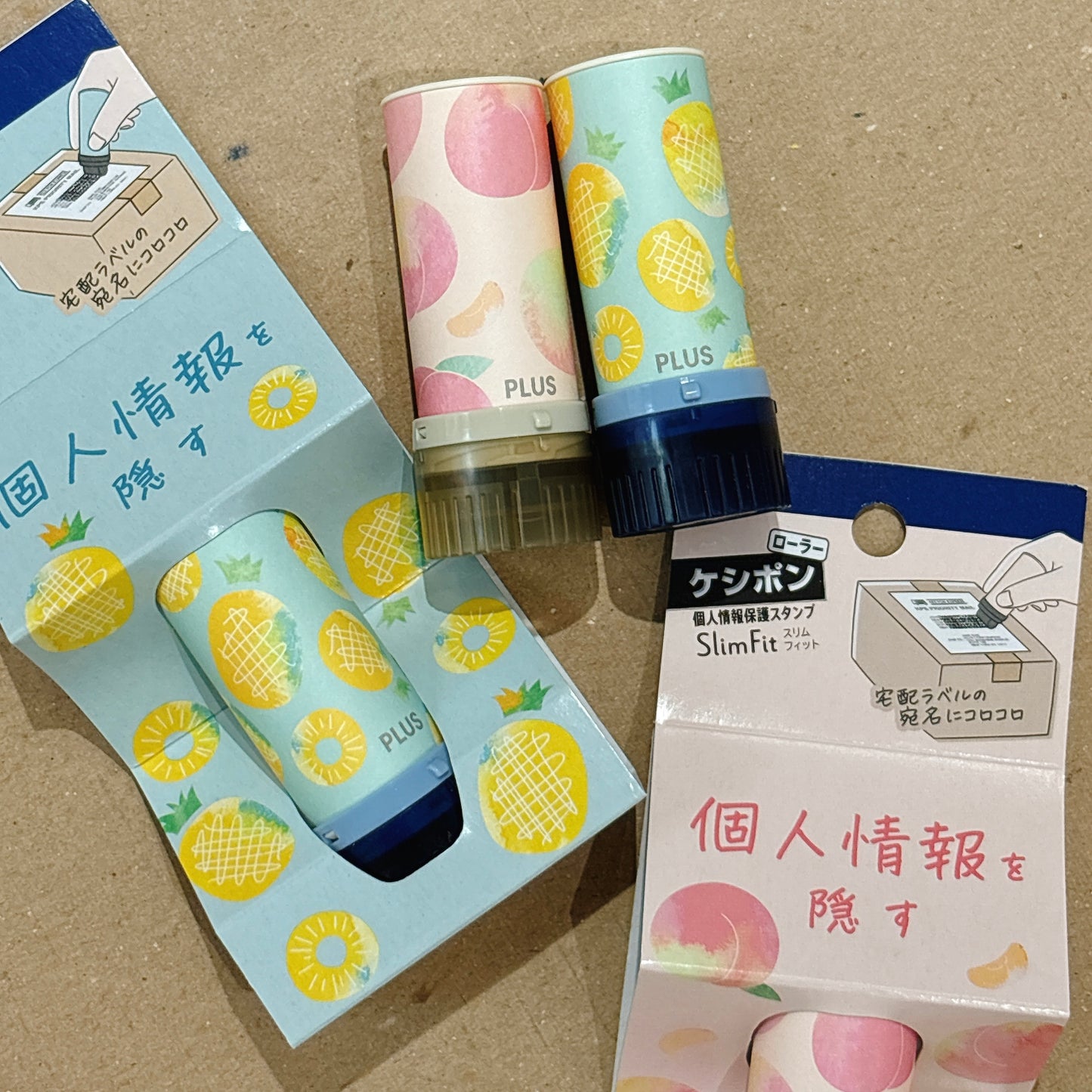 日本 Plus 輕便個人情報保密印 Summer 限定版 - 蜜桃🍑菠蘿🍍車厘子🍒