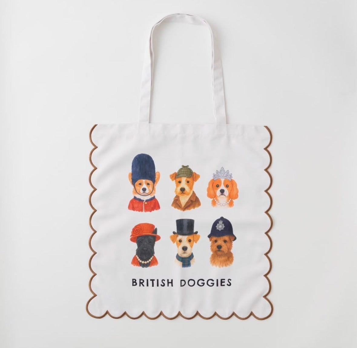 大容量收納‼️ 日本J. Studio 雙面雲朵刺繡Totebag - British Doggies (預購貨品)