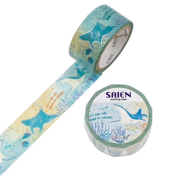 日本Saien 和紙金銀箔 5米長紙膠帶 - 璀璨海洋