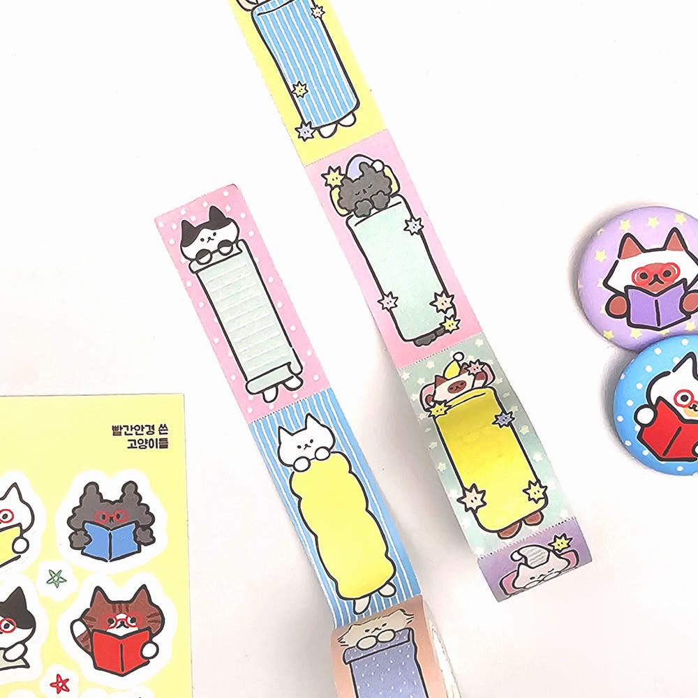 韓國插畫家썸켓츠 紙質可書寫卷裝 Label 貼 - Good night 貓咪