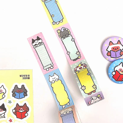 韓國插畫家썸켓츠 紙質可書寫卷裝 Label 貼 - Good night 貓咪