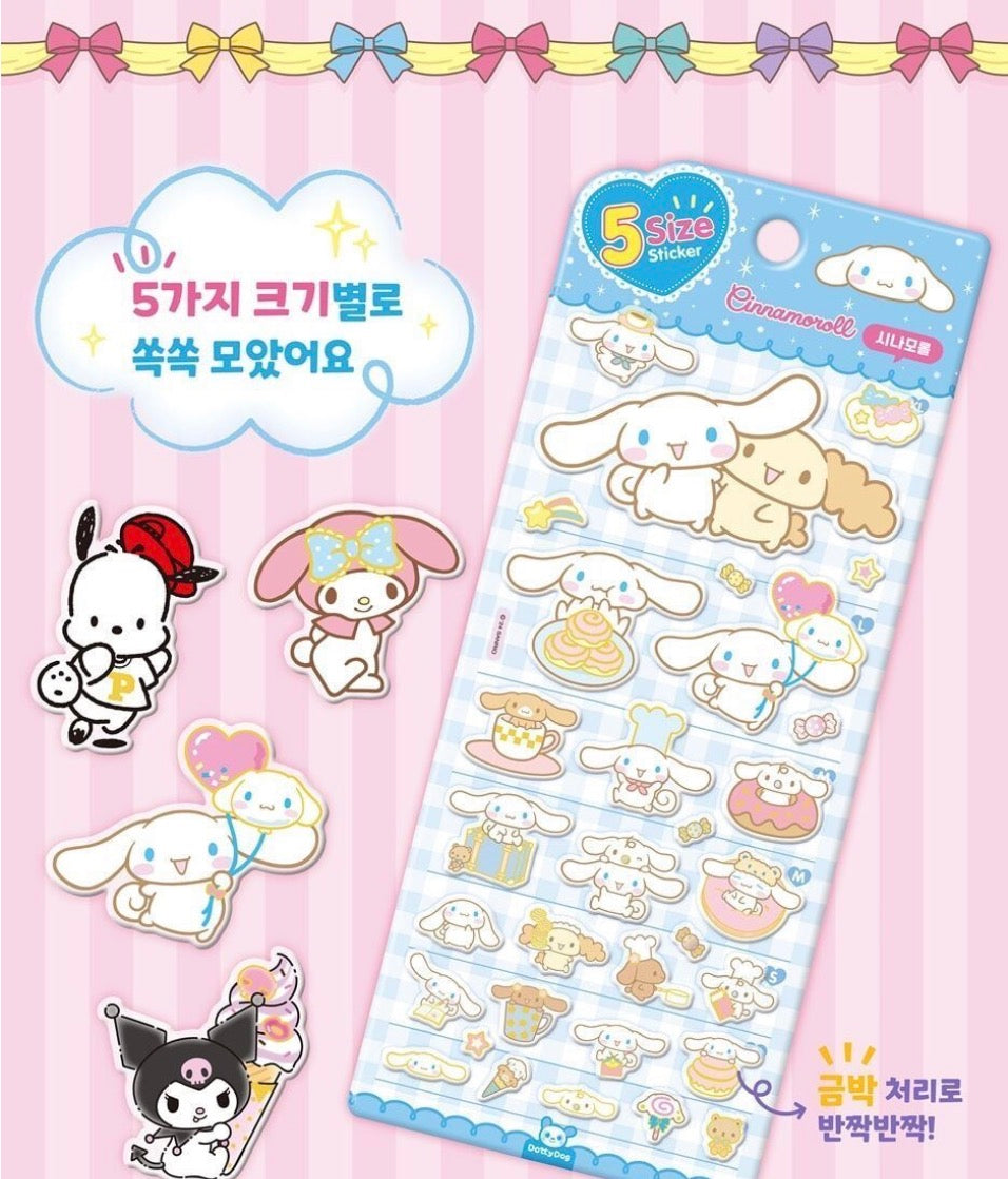 Sanrio Characters Five Size 貼紙 - 玉桂狗 [預購貨品］