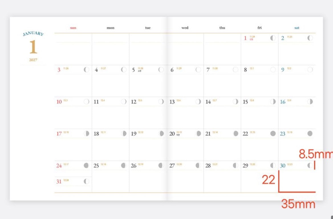 [Inbox 索取減$20 優惠碼‼️］韓國 2027 The Lunar Moonrise Schedule : 月週計劃