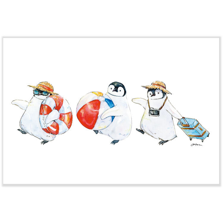 日本Active 夏・たび系列 - 明信片 —— 企鵝🐧去渡假🏖️