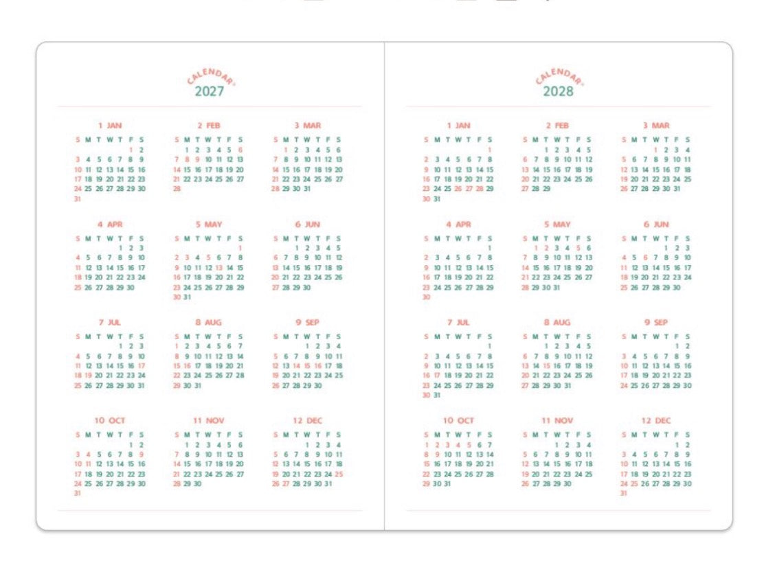 韓國 2027 Today's Mood Marshmallow B6 Size Schedule - 月週計劃 (預購商品)