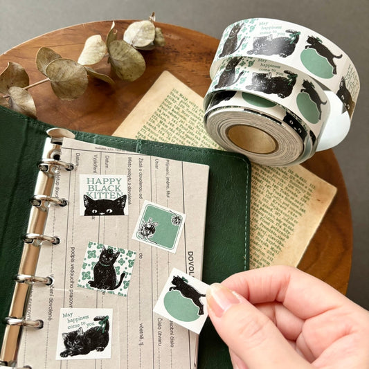 日本the Neko-noki 貓咪紙品: 開心小黑貓咪貼紙